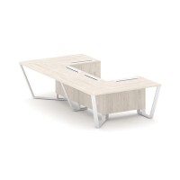 Steel Meet KD-PR.B.SP-07P (Денвер светлый/Белый) Стол переговорный П-образный