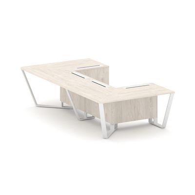 Steel Meet KD-PR.B.SP-07P (Денвер светлый/Белый) Стол переговорный П-образный