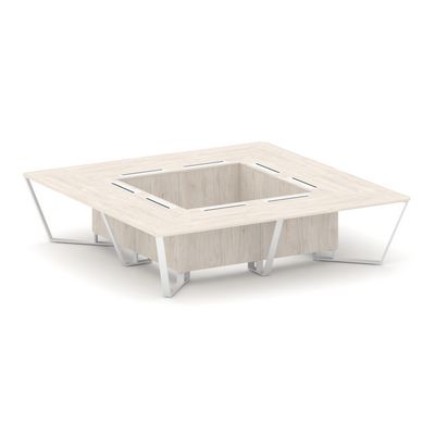 Steel Meet KD-PR.B.SP-16K (Денвер светлый/Белый) Стол переговорный квадратный