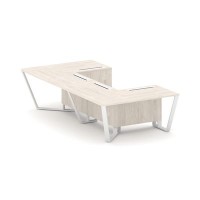 Steel Meet KDK-PR.B.SP-07P (Денвер светлый/Белый) Стол переговорный П-образный