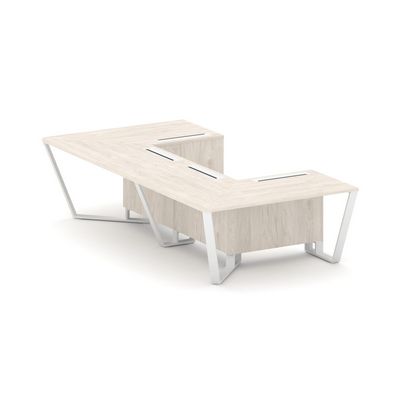 Steel Meet KDK-PR.B.SP-07P (Денвер светлый/Белый) Стол переговорный П-образный