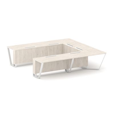 Steel Meet KDK-PR.B.SP-11P (Денвер светлый/Белый) Стол переговорный П-образный