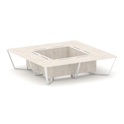 Steel Meet KDK-PR.B.SP-16K (Денвер светлый/Белый) Стол переговорный квадратный