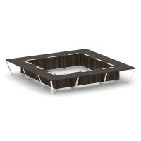 Steel Meet KD-PR.B.SP-24K (Дуб мали/Белый) Стол переговорный квадратный