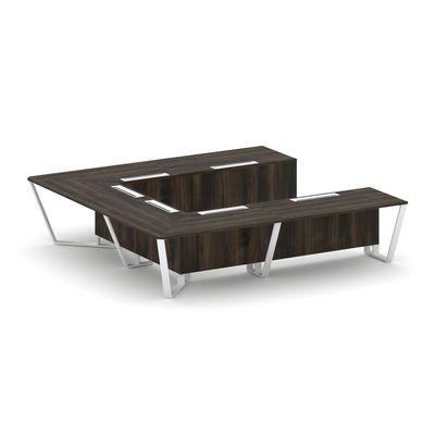 Steel Meet KDK-PR.B.SP-11P (Дуб мали/Белый) Стол переговорный П-образный