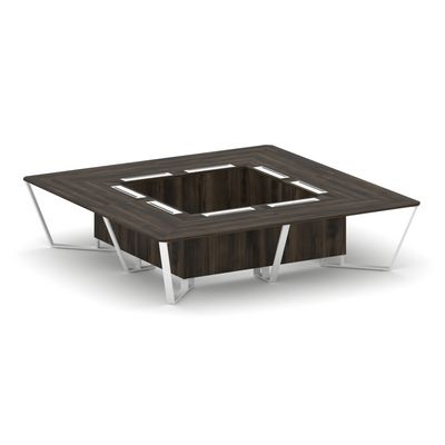 Steel Meet KDK-PR.B.SP-16K (Дуб мали/Белый) Стол переговорный квадратный