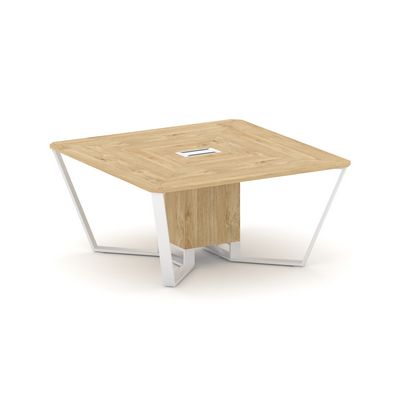 Steel Meet KD-PR.B.SP-08 (Тиквуд светлый/Белый) Стол переговорный квадратный
