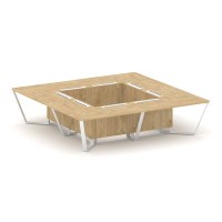 Steel Meet KD-PR.B.SP-16K (Тиквуд светлый/Белый) Стол переговорный квадратный