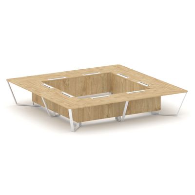 Steel Meet KD-PR.B.SP-20K2 (Тиквуд светлый/Белый) Стол переговорный квадратный