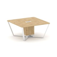 Steel Meet KDK-PR.B.SP-08 (Тиквуд светлый/Белый) Стол переговорный квадратный