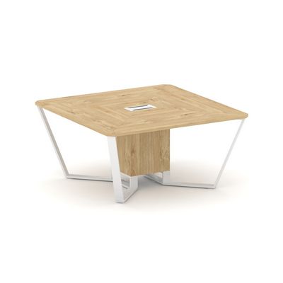 Steel Meet KDK-PR.B.SP-08 (Тиквуд светлый/Белый) Стол переговорный квадратный