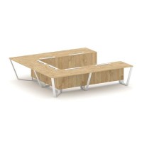 Steel Meet KDK-PR.B.SP-11P (Тиквуд светлый/Белый) Стол переговорный П-образный