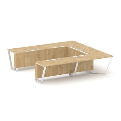 Steel Meet KDK-PR.B.SP-11P (Тиквуд светлый/Белый) Стол переговорный П-образный