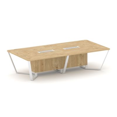 Steel Meet KDK-PR.B.SP-12 (Тиквуд светлый/Белый) Стол переговорный прямоугольный