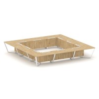 Steel Meet KDK-PR.B.SP-24K (Тиквуд светлый/Белый) Стол переговорный квадратный