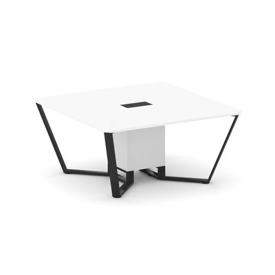 Steel Meet KD-PR.B.SP-08 (Белый бриллиант/Черный) Стол переговорный квадратный
