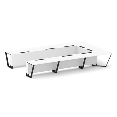 Steel Meet KD-PR.B.SP-15P (Белый бриллиант/Черный) Стол переговорный П-образный