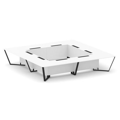 Steel Meet KD-PR.B.SP-20K2 (Белый бриллиант/Черный) Стол переговорный квадратный