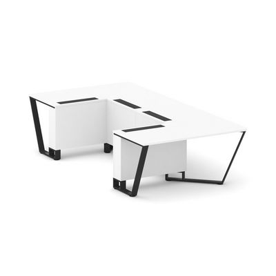 Steel Meet KDK-PR.B.SP-07P (Белый бриллиант/Черный) Стол переговорный П-образный