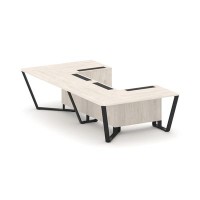 Steel Meet KD-PR.B.SP-07P (Денвер светлый/Черный) Стол переговорный П-образный