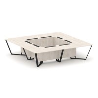 Steel Meet KD-PR.B.SP-16K (Денвер светлый/Черный) Стол переговорный квадратный