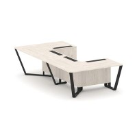 Steel Meet KDK-PR.B.SP-07P (Денвер светлый/Черный) Стол переговорный П-образный