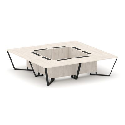 Steel Meet KDK-PR.B.SP-16K (Денвер светлый/Черный) Стол переговорный квадратный