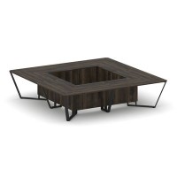 Steel Meet KD-PR.B.SP-16K (Дуб мали/Черный) Стол переговорный квадратный