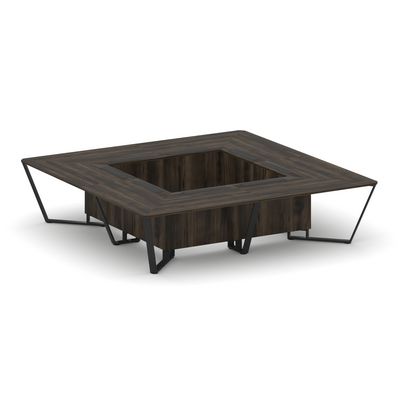 Steel Meet KD-PR.B.SP-16K (Дуб мали/Черный) Стол переговорный квадратный