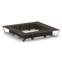 Steel Meet KD-PR.B.SP-24K (Дуб мали/Черный) Стол переговорный квадратный