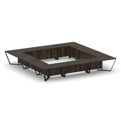 Steel Meet KD-PR.B.SP-24K (Дуб мали/Черный) Стол переговорный квадратный