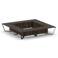 Steel Meet KDK-PR.B.SP-20K2 (Дуб мали/Черный) Стол переговорный квадратный