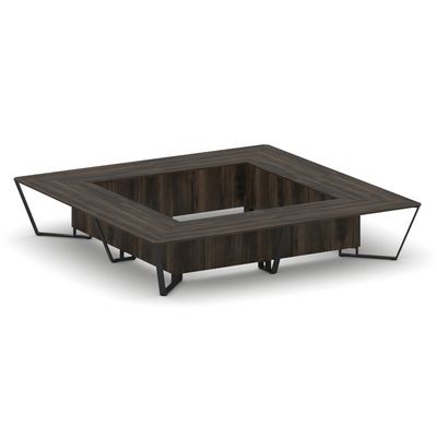 Steel Meet KDK-PR.B.SP-20K2 (Дуб мали/Черный) Стол переговорный квадратный