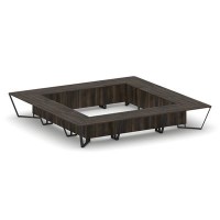 Steel Meet KDK-PR.B.SP-24K (Дуб мали/Черный) Стол переговорный квадратный