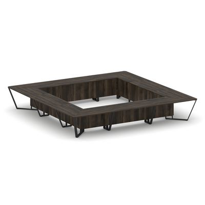 Steel Meet KDK-PR.B.SP-24K (Дуб мали/Черный) Стол переговорный квадратный