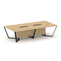 Steel Meet KD-PR.B.SP-12 (Тиквуд светлый/Черный) Стол переговорный прямоугольный