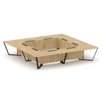 Steel Meet KD-PR.B.SP-20K2 (Тиквуд светлый/Черный) Стол переговорный квадратный