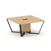 Steel Meet KDK-PR.B.SP-08 (Тиквуд светлый/Черный) Стол переговорный квадратный