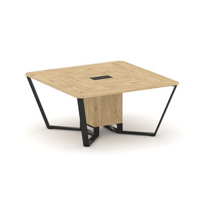 Steel Meet KDK-PR.B.SP-08 (Тиквуд светлый/Черный) Стол переговорный квадратный