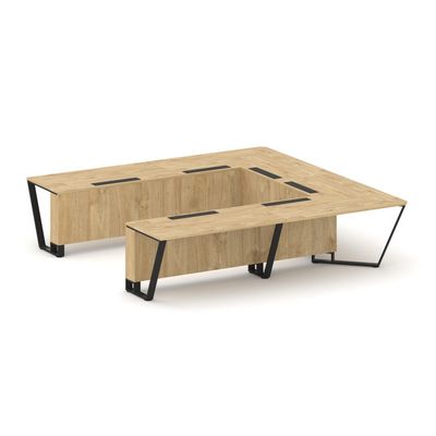 Steel Meet KDK-PR.B.SP-11P (Тиквуд светлый/Черный) Стол переговорный П-образный