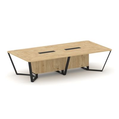 Steel Meet KDK-PR.B.SP-12 (Тиквуд светлый/Черный) Стол переговорный прямоугольный