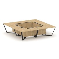 Steel Meet KDK-PR.B.SP-16K (Тиквуд светлый/Черный) Стол переговорный квадратный