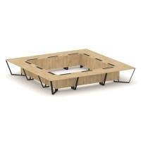 Steel Meet KDK-PR.B.SP-24K (Тиквуд светлый/Черный) Стол переговорный квадратный