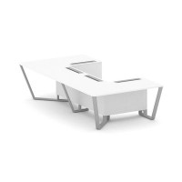 Steel Meet KDK-PR.B.SP-07P (Белый бриллиант/Серый) Стол переговорный П-образный