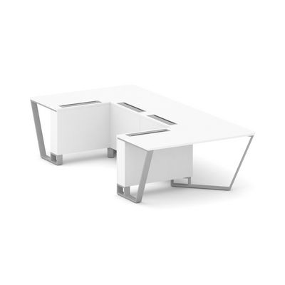 Steel Meet KDK-PR.B.SP-07P (Белый бриллиант/Серый) Стол переговорный П-образный