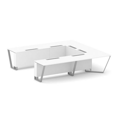 Steel Meet KDK-PR.B.SP-11P (Белый бриллиант/Серый) Стол переговорный П-образный