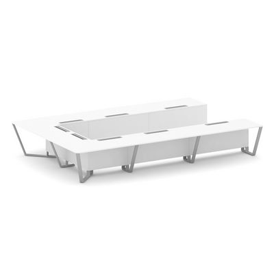 Steel Meet KDK-PR.B.SP-15P (Белый бриллиант/Серый) Стол переговорный П-образный