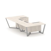 Steel Meet KD-PR.B.SP-07P (Денвер светлый/Серый) Стол переговорный П-образный