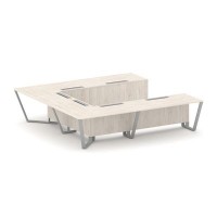 Steel Meet KD-PR.B.SP-11P (Денвер светлый/Серый) Стол переговорный П-образный