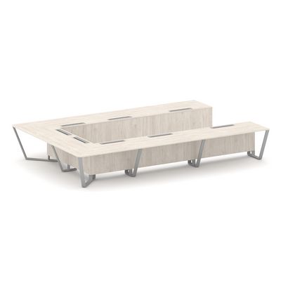 Steel Meet KD-PR.B.SP-15P (Денвер светлый/Серый) Стол переговорный П-образный